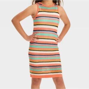 Colorful Striped Crochet Knit Dress